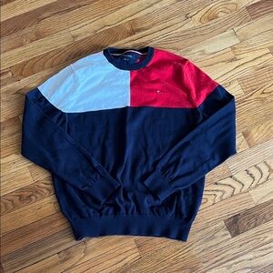 Tommy Hilfiger Red, White & Navy Block Crewneck Sweater